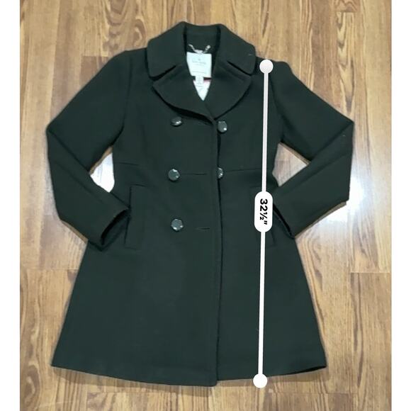 Kate Spade New York green wool twill double-breasted coat size Xs - Picture 4 of 11
